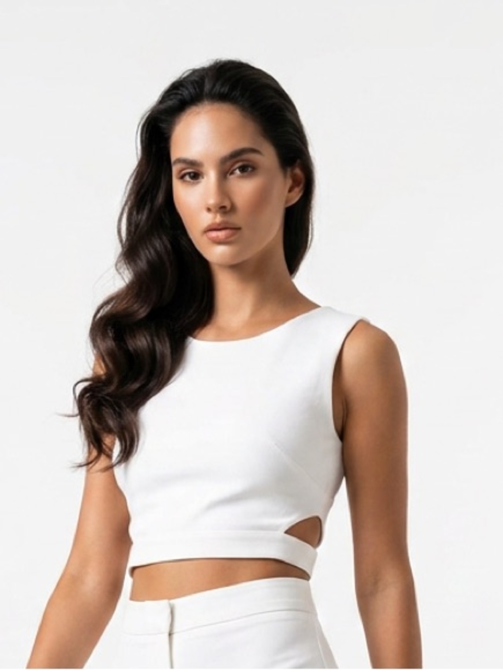 Chicwish White Cutout Crop Tank with zip and bow tie back